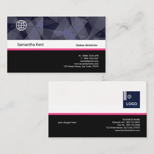 Energetic Grey Global Database Admin Visitekaartje (Voorkant / Achterkant)