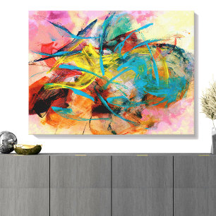 Energetisch kleurrijk Abstract schilderij Canvas Afdruk