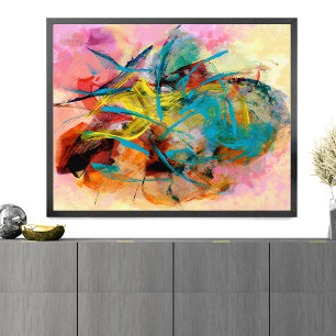 Energetisch kleurrijk Abstract schilderij Perfect Poster