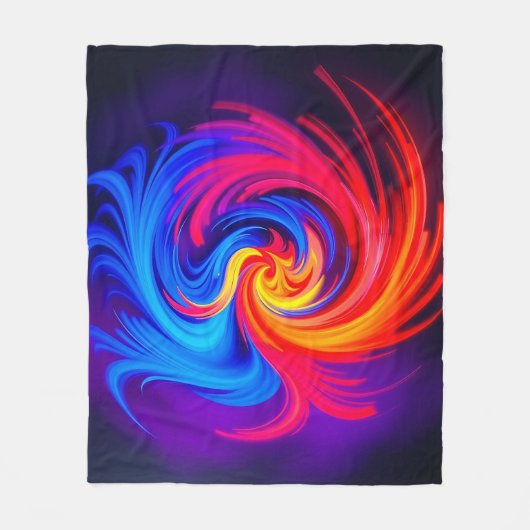 Energetische Abstracte werveling in blauw rood en Fleece Deken (Voorkant)
