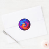 Energetische Abstracte werveling in blauw rood en Ronde Sticker (Envelop)