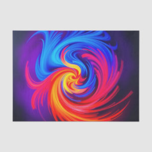 Energetische Abstracte werveling in blauw rood en Tissuepapier