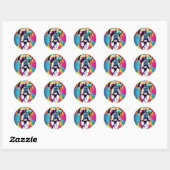 Energetische Boxer Dog Met Zonnebril Pop Art Ronde Sticker (Vel)