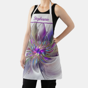 Energetische, Kleurrijke Abstracte Fractale Bloem  Schort