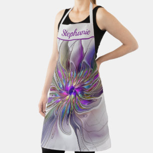 Energetische, Kleurrijke Abstracte Fractale Bloem Schort