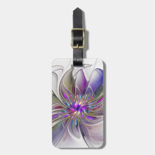 Energetische, kleurrijke Abstracte fractale kunstb Bagagelabel
