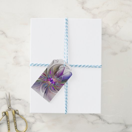 Energetische, kleurrijke Abstracte fractale kunstb Cadeaulabel (Met Touw)