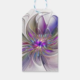 Energetische, kleurrijke Abstracte fractale kunstb Cadeaulabel