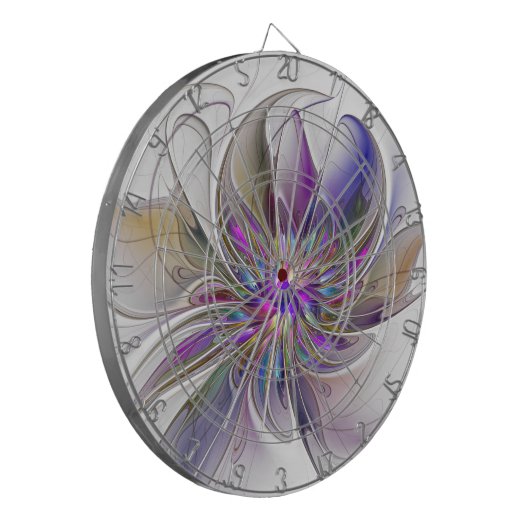 Energetische, kleurrijke Abstracte fractale kunstb Dartbord (Voorkant Links)