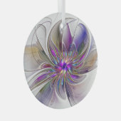 Energetische, kleurrijke Abstracte fractale kunstb Glas Ornament (Voorkant Rechts)