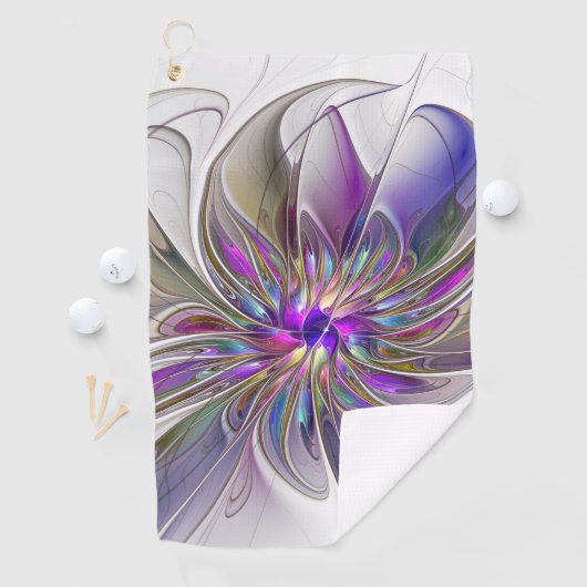 Energetische, kleurrijke Abstracte fractale kunstb Golfhanddoek (Insitu)