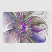 Energetische, kleurrijke Abstracte fractale kunstb Golfhanddoek (Horizontaal)