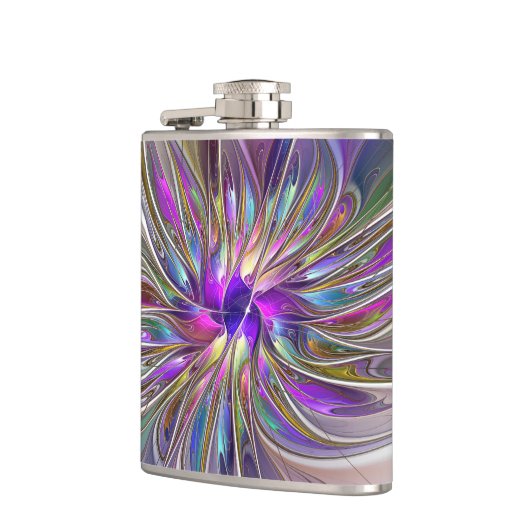 Energetische, kleurrijke Abstracte fractale kunstb Heupfles (Links)