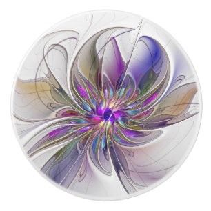 Energetische, kleurrijke Abstracte fractale kunstb Keramische Knop