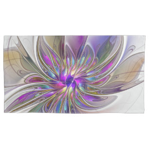 Energetische, kleurrijke Abstracte fractale kunstb Kussensloop