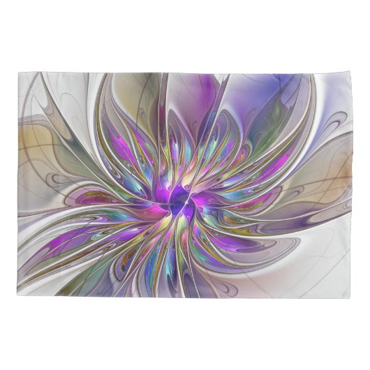 Energetische, kleurrijke Abstracte fractale kunstb Kussensloop (Achterkant)