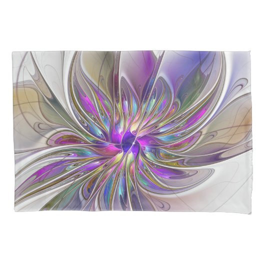 Energetische, kleurrijke Abstracte fractale kunstb Kussensloop (Voorkant)