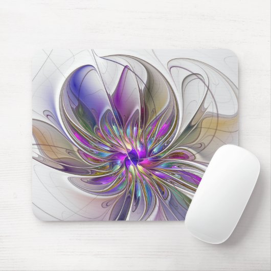 Energetische, kleurrijke Abstracte fractale kunstb Muismat (Met muis)