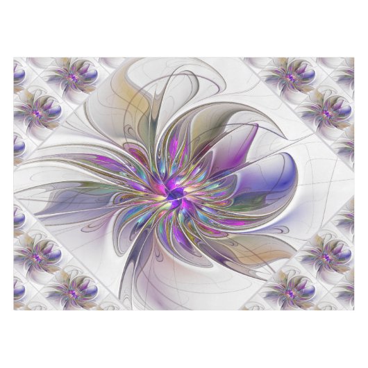 Energetische, kleurrijke Abstracte fractale kunstb Tafelkleed (Voorkant (Horizontaal))