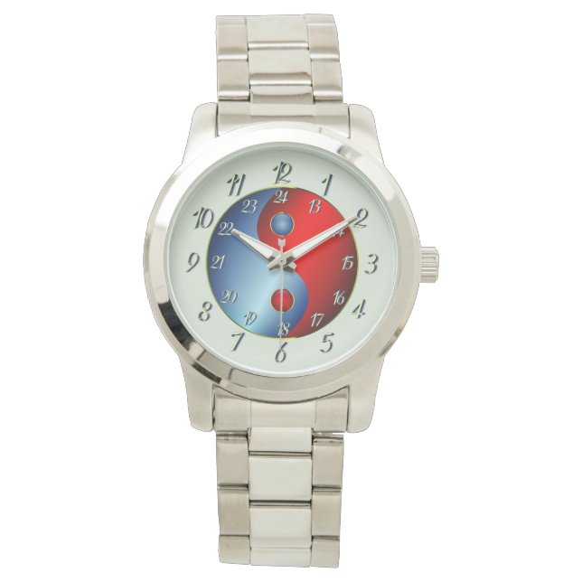 Energetische Rhinestone Green Yin Yang Horloge (Voorkant)