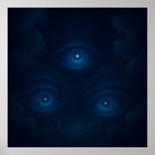 Energie Mystique Bleue Yeux Art Mural