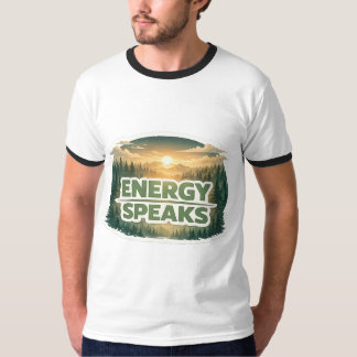 Energie spreekt bos zonsondergang typografie t-shirt