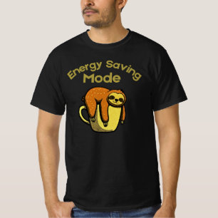 Energiebesparende modus Cute Sloth Cartoon Design T-shirt
