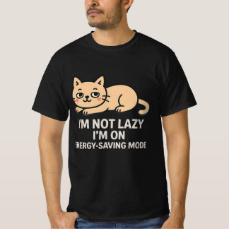Energiebesparende Modus Kat Grappige Luie Humor T- T-shirt