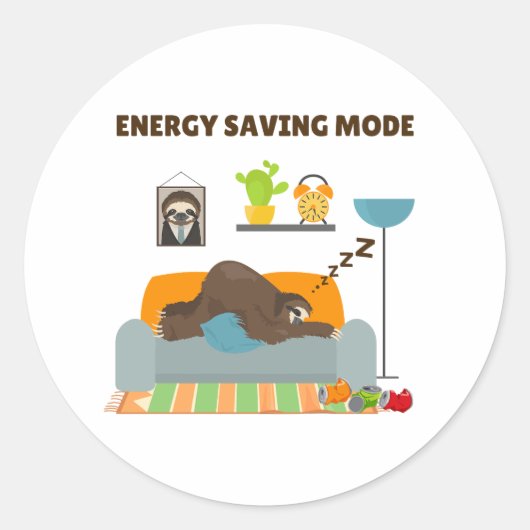 Energiebesparende modus Pun ronde Sticker (Voorkant)