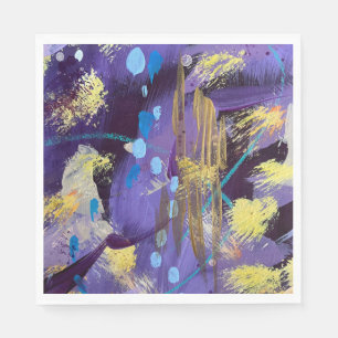 Energiek blauw, paars en goud abstracte kunst  servet