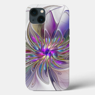 Energieke, kleurrijke abstracte fractale kunst blo iPhone 13 hoesje