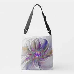 Energieke, kleurrijke abstracte fractale kunst blo crossbody tas