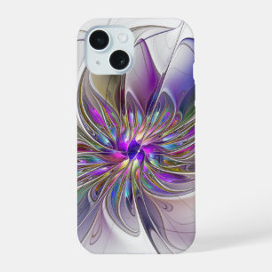 Energieke, Kleurrijke Abstracte Fractale Kunst Blo iPhone 15 Hoesje