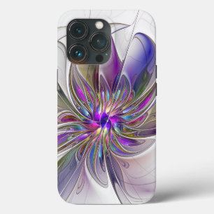 Energieke, kleurrijke abstracte fractale kunst blo iPhone 13 pro hoesje