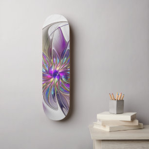 Energieke, kleurrijke abstracte fractale kunst blo skateboard