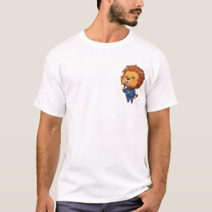 Energieke Leeuw Coach Fluit Blaast op Blauwe Track T-shirt