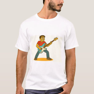 Energieke man die bas speelt t-shirt