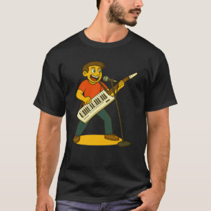 Energieke man die zingt en keytar speelt t-shirt