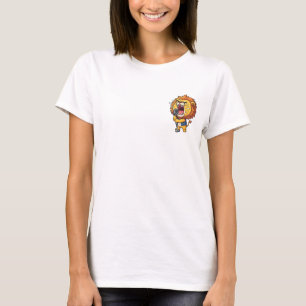 Energieke Rock Leeuw Die Hardop Zingt in Vintage T-shirt