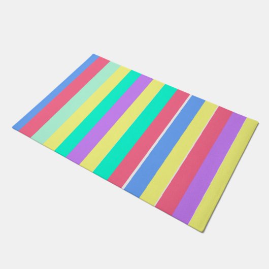 Energizing Spring Pastel Stripes Deurmat (Schuin)