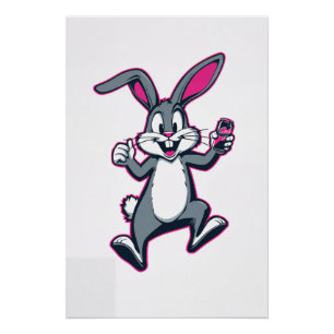 Energy Bunny Poster – Cute Rabbit Kids Wall Art