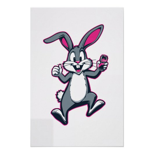 Energy Bunny Poster – Cute Rabbit Kids Wall Art (Devant)