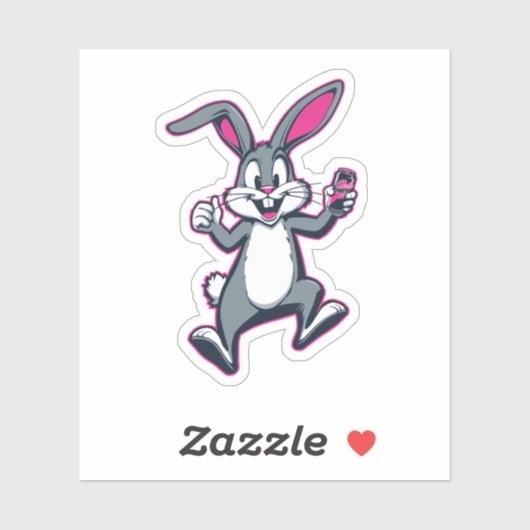 Energy Bunny Sticker – Cute Rabbit Kids Decal (Feuille)