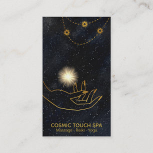 *~* Energy Healing Gold Cosmic Hands Stars Visitekaartje