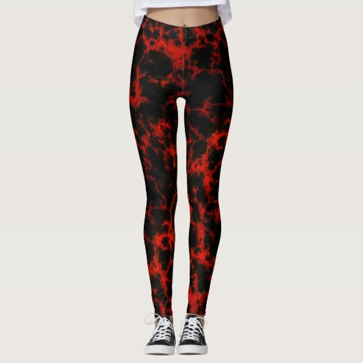 Energy Red en Black Flames Leggings (Voorkant)