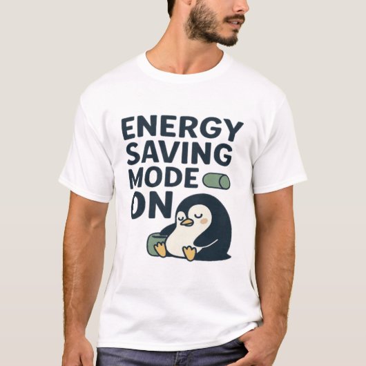 Energy Saving Mode On -Funny Battery Lazy Mode T-shirt (Voorkant)