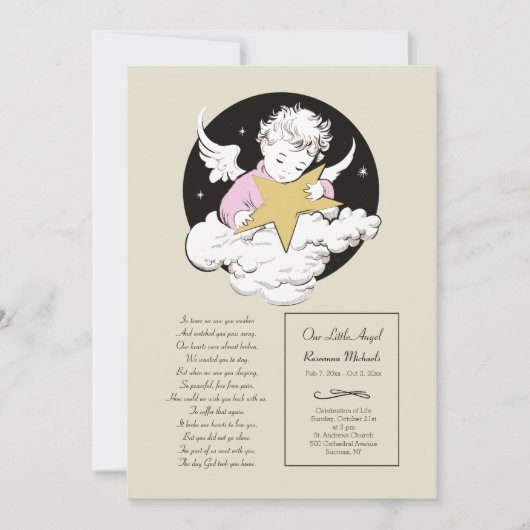 Enfant Angel rose fête de la Faire-part de vie (Devant)