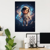 Enfant astronaute mignon | Affiche d'art d'aventur (Bureau à domicile)