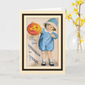 Enfant avec carte à lanterne Jack O' Halloween (Fleur jaune)