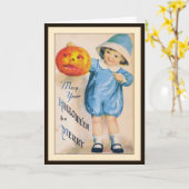 Enfant avec carte de Jack O' Lantern d'Halloween (Fleur jaune)